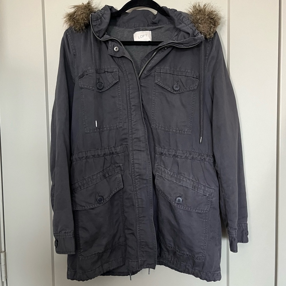 LOFT Removable Faux Fur Hooded Jacket